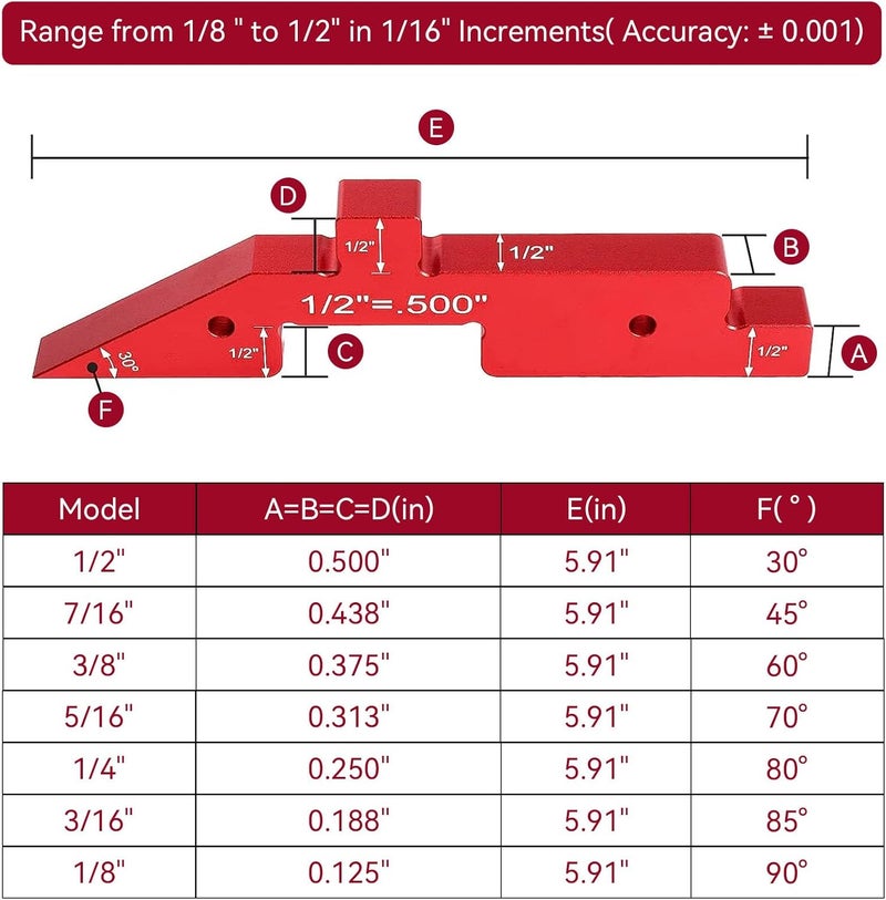 Frdhee 7PCS Router Table Setup Bars, 4 in 1 Height Gauge Depth Angle Gauge Woodworking Tool Setup Blocks Set Adjustable Woodworking Carpenter Measuring Tools (Red) - Image 2
